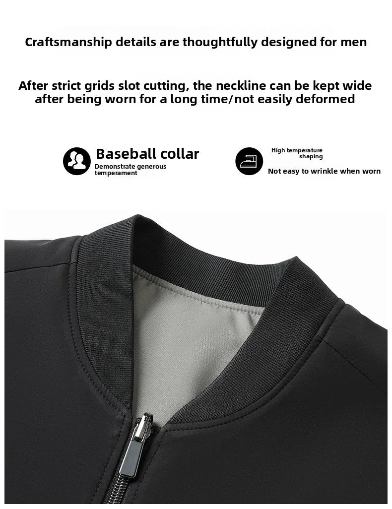Premium Wrinkle Free Reversible Breathable Baseball Collar Men Blazer Jacket Business Casual Windbreaker Lightweight Coats.