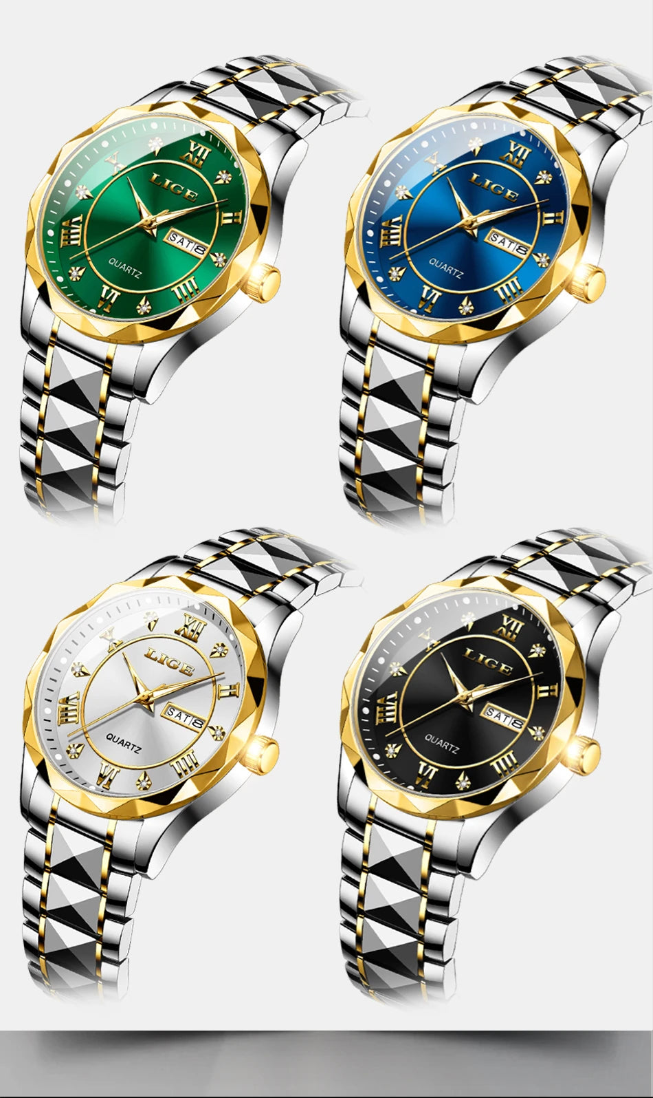 LIGE New Gold Watch Women Watches Ladies Creative Steel Women's Bracelet Watches Female Waterproof Clock Relogio Feminino+BOX.