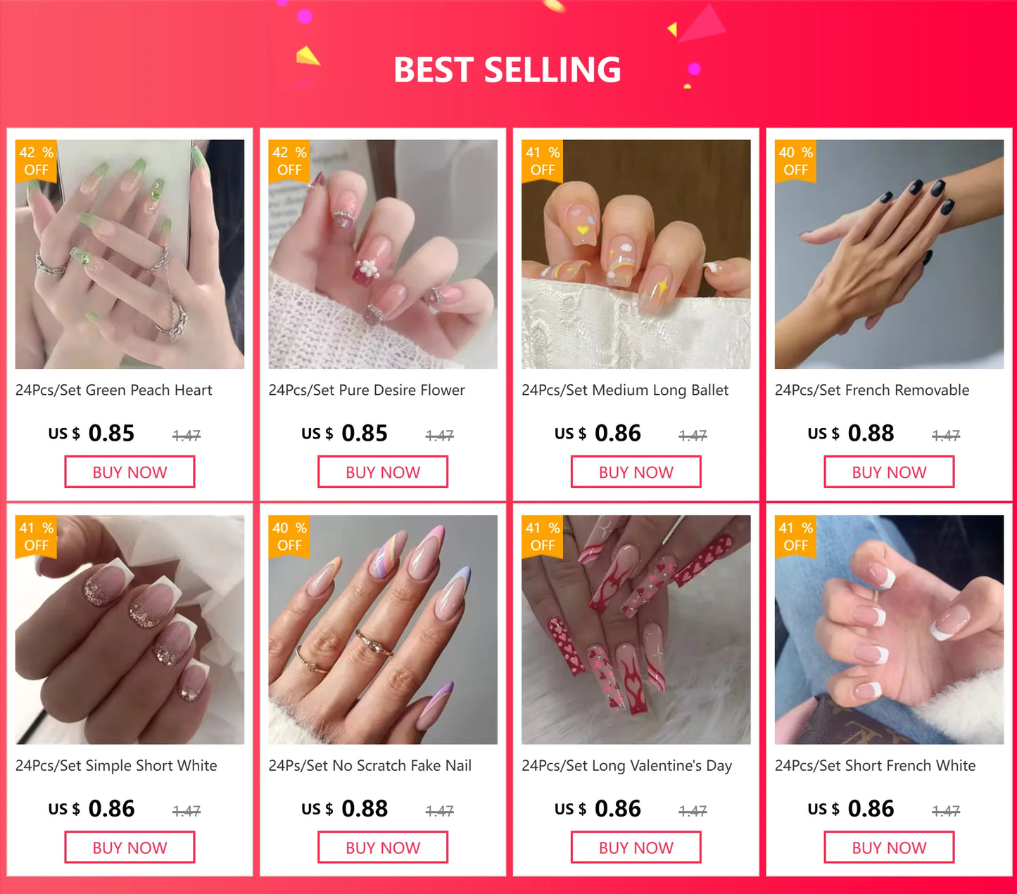 24Pcs/Set White Wave Minimalist Style Fake Nails Full Coverage Adhesive Artificial Wearing False Nails French Press on Nail Tips.