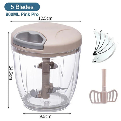 Manual Meat Mincer 500/900ML Garlic Chopper Kitchen Cooking Accessories Vegetable Onion Cutter Rotate Garlic Press Crusher.