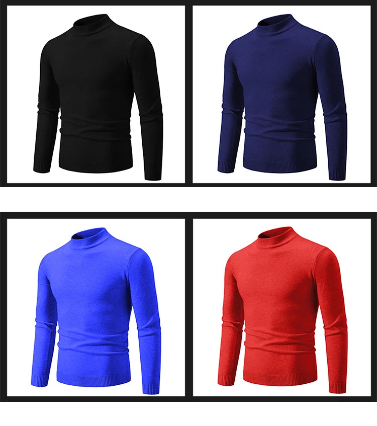 New Autumn Winter Designer Fashion Half Turtleneck Knitted Sweater High Quality Mens Casual Solid Color Warm Women Sweaters.