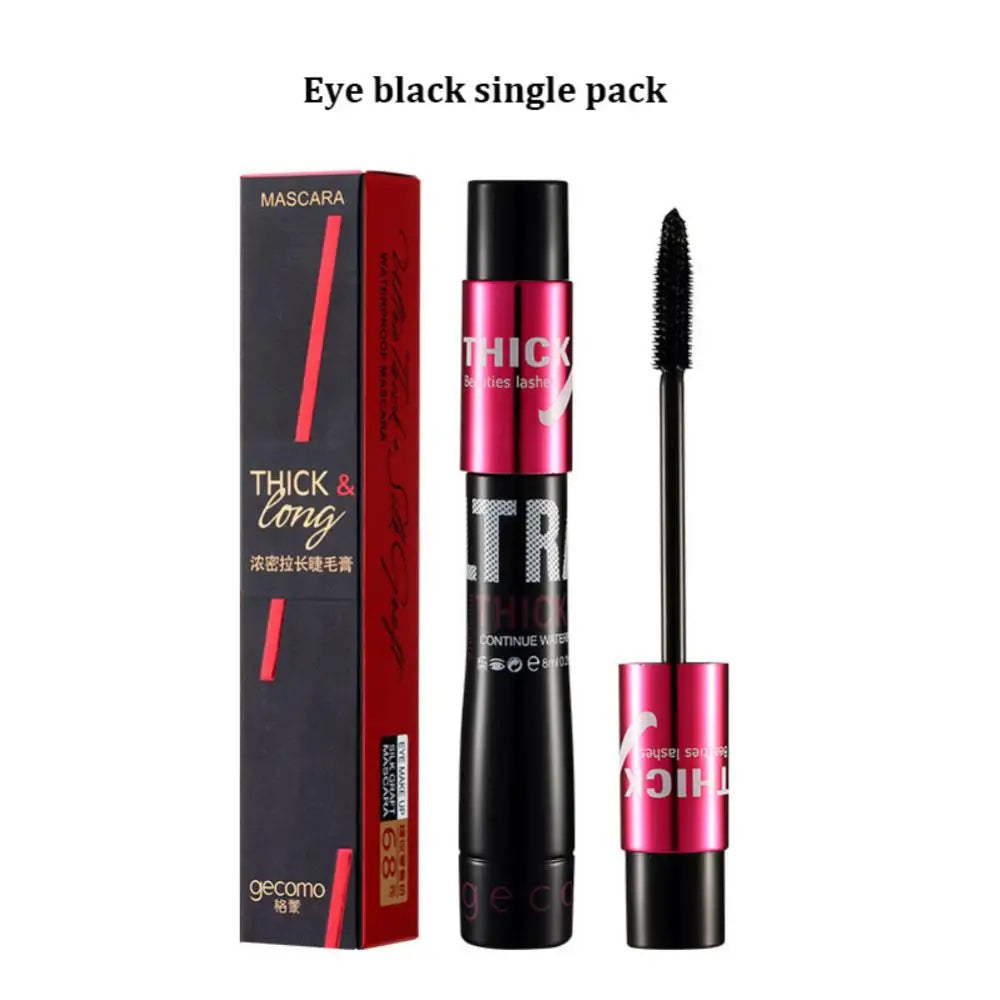 Fiber Silk Mascara Set Double Tube Natural Waterproof Dense Long Lasting No Halo Dye Mascara Beauty Makeup Extension Cream.