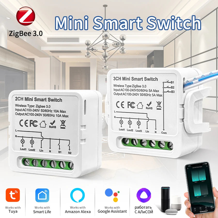 1/2/3 Gang Tuya Smart Licht Schalter Modul Zigbee 3,0 Smart Leben für Alexa Google Home Yandex DIY remote Breaker Verzögerung 100-240V.