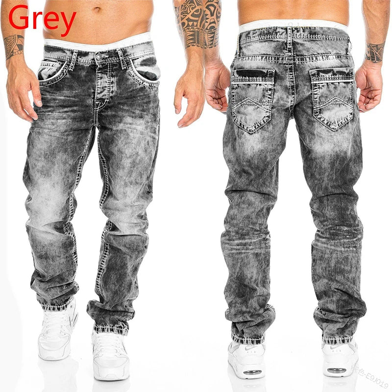 Mode Hip Hop Blau Gerade Jeans Männer Baggy Hosen Retro Streetwear Harajuku Waschen Mann Biker Schwarz Lose Breite Bein Denim Hosen.