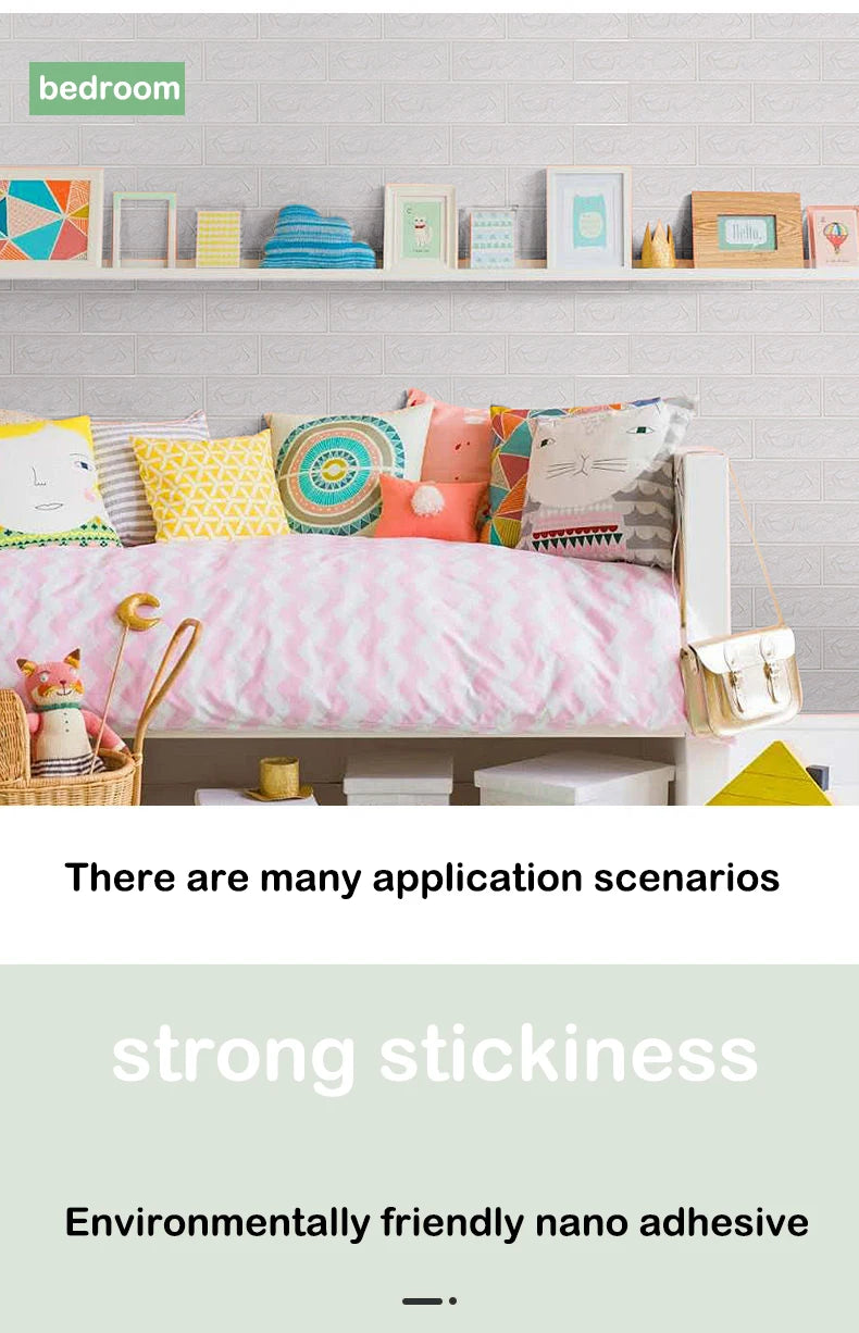 40Pcs 38.5X35cm Imitation Brick Wallpaper Self-adhesive Waterproof Moisture-proof Living Room Bedroom Wall Decoration