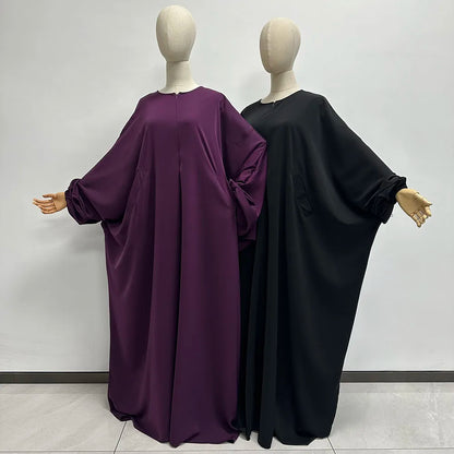 Butterfly Abaya with Pockets Front Zipper Breastfeeding Friendly Eid Ramadan Islamic Muslim Women Modest Dress Prayer Nida Abaya.