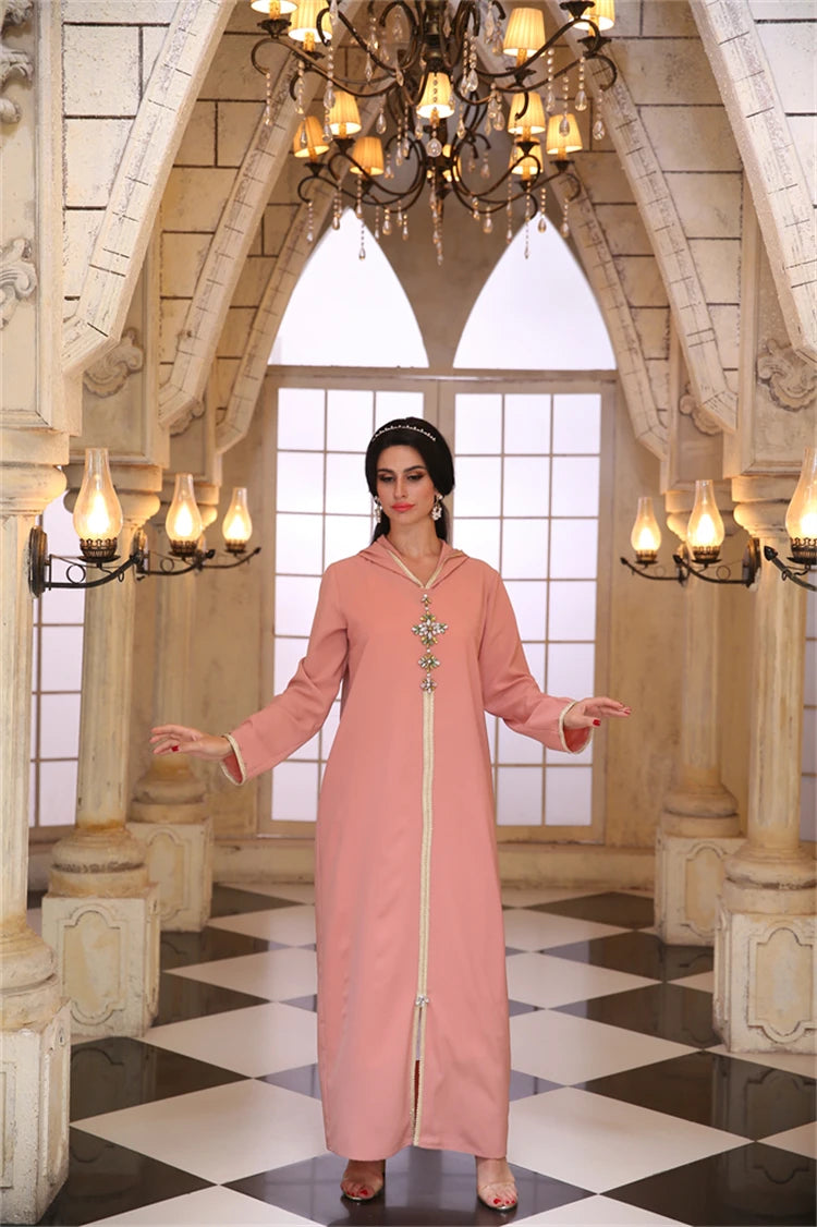 Ramadan Pink Abaya Damen Dubai Arabic Islam Prayer Clothes Muslim African Dresses For Women Kebaya Kaftan Robe Musulmane Femme.