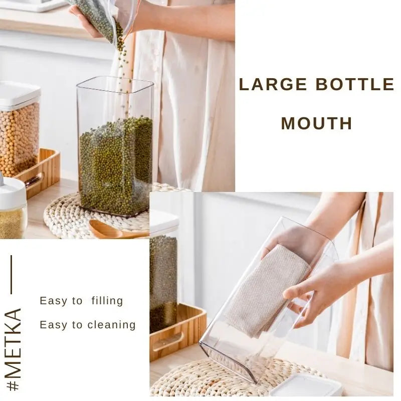 Kitchen Storage Pots, Food Storage Box for Rice Cereal,Pasta,Snacks, Food containers, Flip & Sealed & leak-proof.