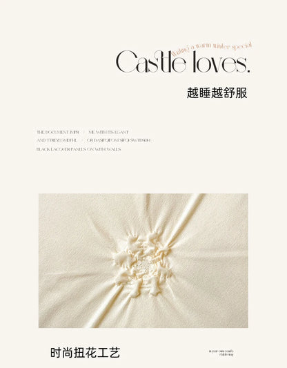 2025 new solid color princess wind-washed cotton skin-friendly cotton twist lace craftsmanship beautiful series four-piece set.