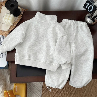 Baby Boy Sets Children's Clothes Suit Autumn Long-Sleeved Sweater Sweatpants 2Pcs New Kids Collar Half-Zip Fashion Outfits.