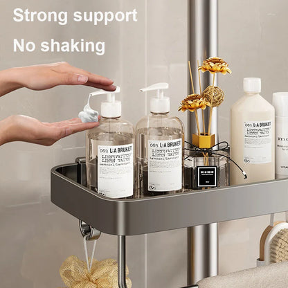 Bad Dusche Lagerung Dusche Gel Shampoo Rack Dusche Stange Abnehmbare Tablett Aluminium legierung Seife Halter Dusche Regal