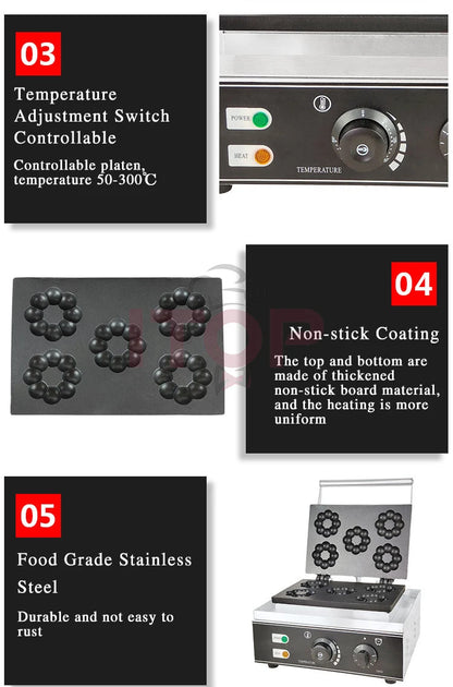 ITOP Commercial Electric Waffle Machine Sandwich Plum Crisp Donut Maker Food Shaper French Waffle Maker Non-stick Coating.