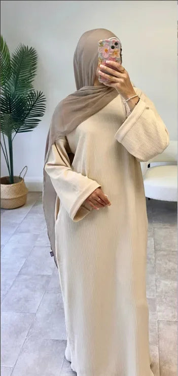 Warm Arabic Corduroy Abaya Dress for Women Ramadan Dubai Women Modest Muslim Coat Winter Islam Clothing New Turkey Solid Robe