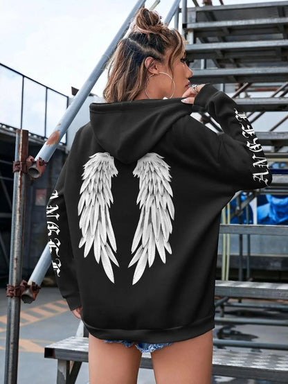 Beautiful Angel Wings Printed Hoodies Women Warm Comfortable Casual Hoodie Fashion Classic Hoody Loose Original Basic Clothes.