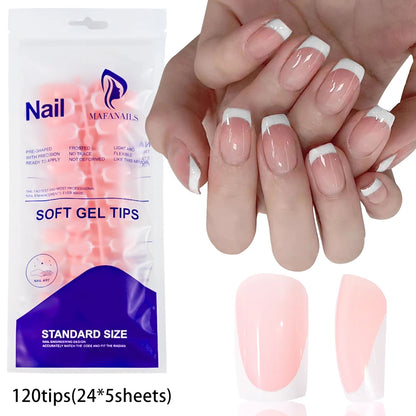 120pcs Pink Ombre Medium Coffin Press On Nails Glossy Handmade Acrylic Fake Nails Tips Gradient Design Artificial False Nails.