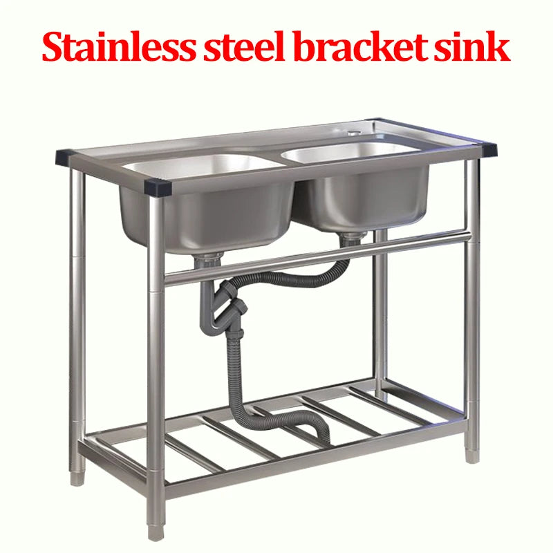 Wash Basin 304 Stainless Steel Sink with Bracket Single/double Sink Wash Basin For Kitchen, Garage, Laundry and Basement