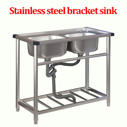 Wash Basin 304 Stainless Steel Sink with Bracket Single/double Sink Wash Basin For Kitchen, Garage, Laundry and Basement