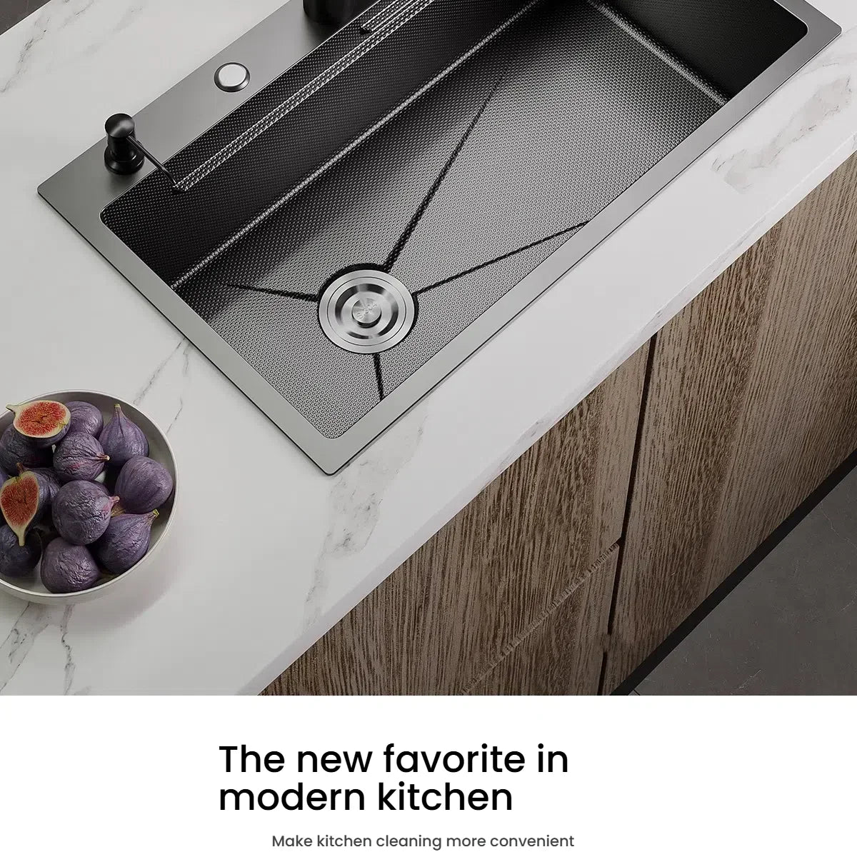 Kitchen Sink Stainless Steel Rice Grain Pattern Multifunctional Wear and Stain Resistant Large Single Slot Wash Dish Basin