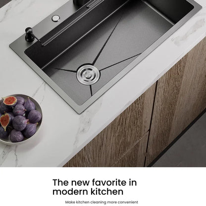 Kitchen Sink Stainless Steel Rice Grain Pattern Multifunctional Wear and Stain Resistant Large Single Slot Wash Dish Basin