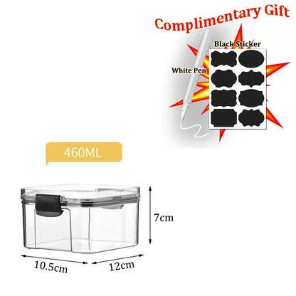 Food Box Storage Container With Airtight Lid Condiment Organizer Plastic Dispenser Jar Hermetic Kitchen Cereal Snack Spaghetti