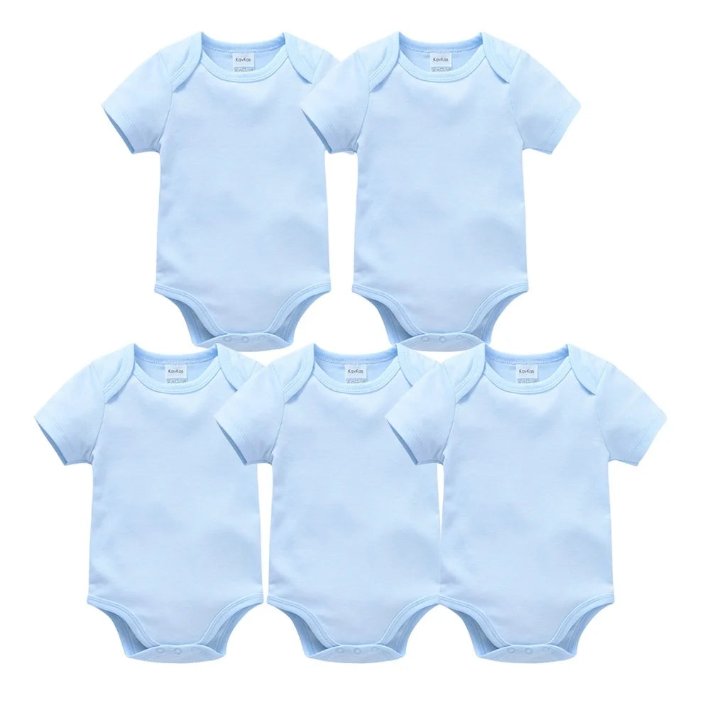 2025 Sommer Unisex Baby Body 0-24 Monate Kurzarm 100 % Baumwolle Weiß Schwarz Grau Design Säuglingskleidung.