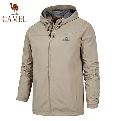 New European and American men's spring and autumn outdoor windproof and waterproof mountaineering quality windbreaker hooded jac.