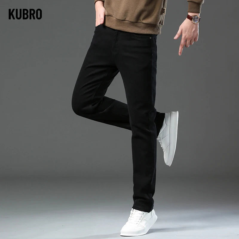 Fashion Loose Straight Business Casual Stretch Denim Pants Male Brand Trousers 3 Colors Plus Size Mens Clothing Slim Jeans 28-44.