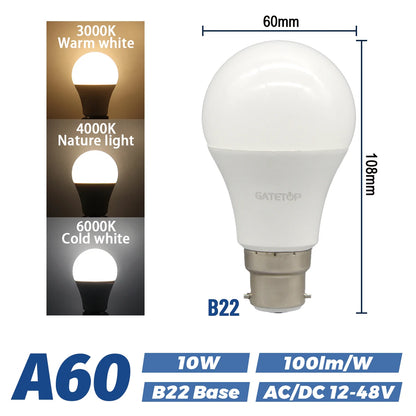 1-10PCS LED AC DC 12V 24V 48V Glühbirne E27 B22 Basis Niederspannung Glühbirnen für Boot RV Schuppen Off Grid Kabine Solar Power.