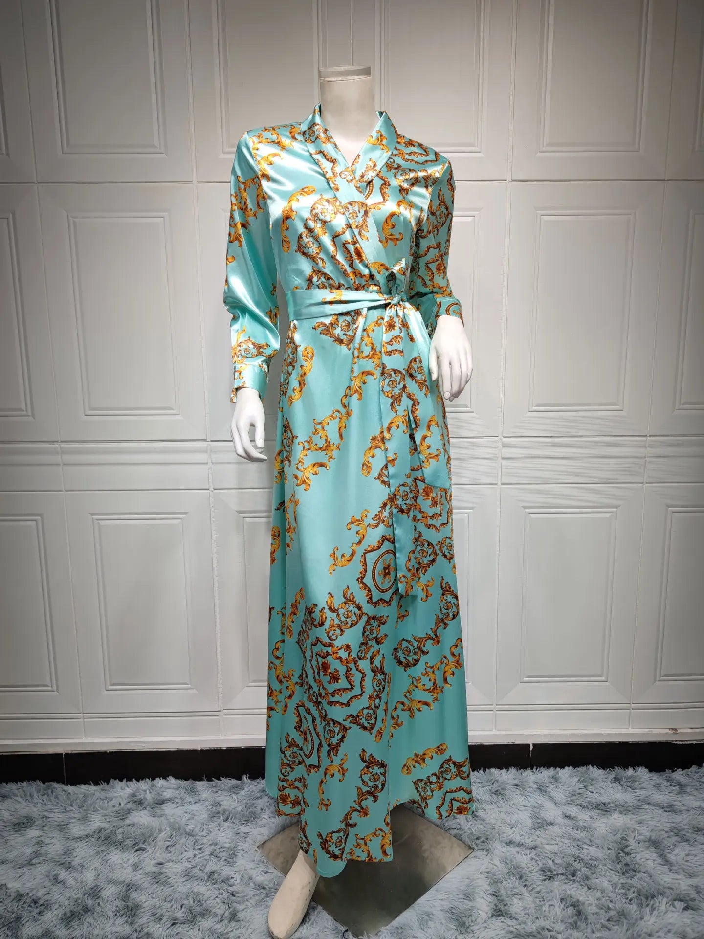Frühling Muslimische Frauen Kleid Seide Marokkanischen Kaftan Langarm Türkei Dubai Spitze-up Abaya Islamische Kleidung Vestido Indien Kleider 2022