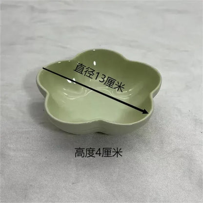 5 Inch Creative Flower Ceramic Bowl Small Deep Dish Solid Color Ceramic Bowl Small Dish Dip Dish Home Kitchen Supplies Gift.