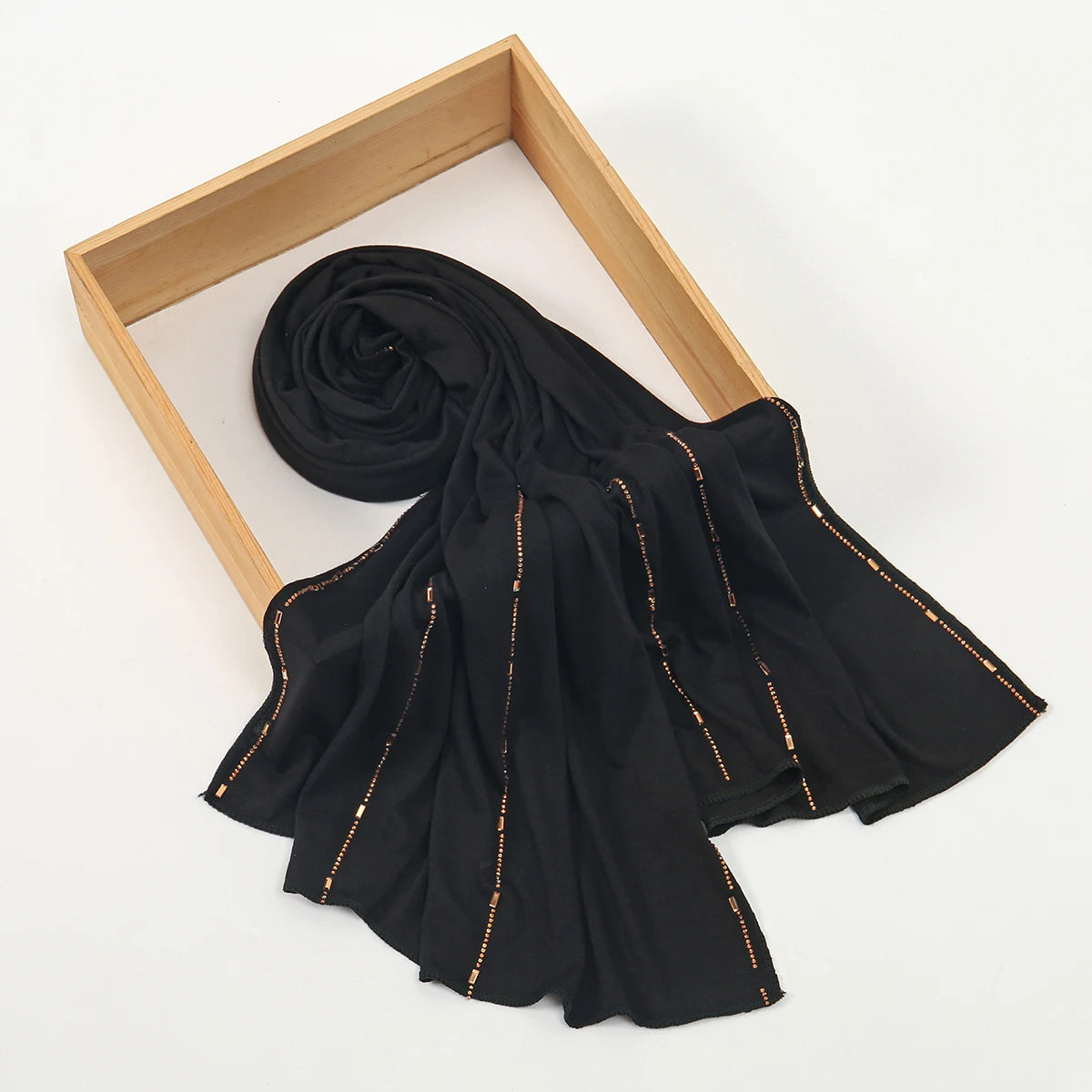 Rhinestone Modal Cotton Jersey Hijab Scarf For Women Stretch Shawl Plain Muslim Headband Fashion Solid Color Long Muffler.