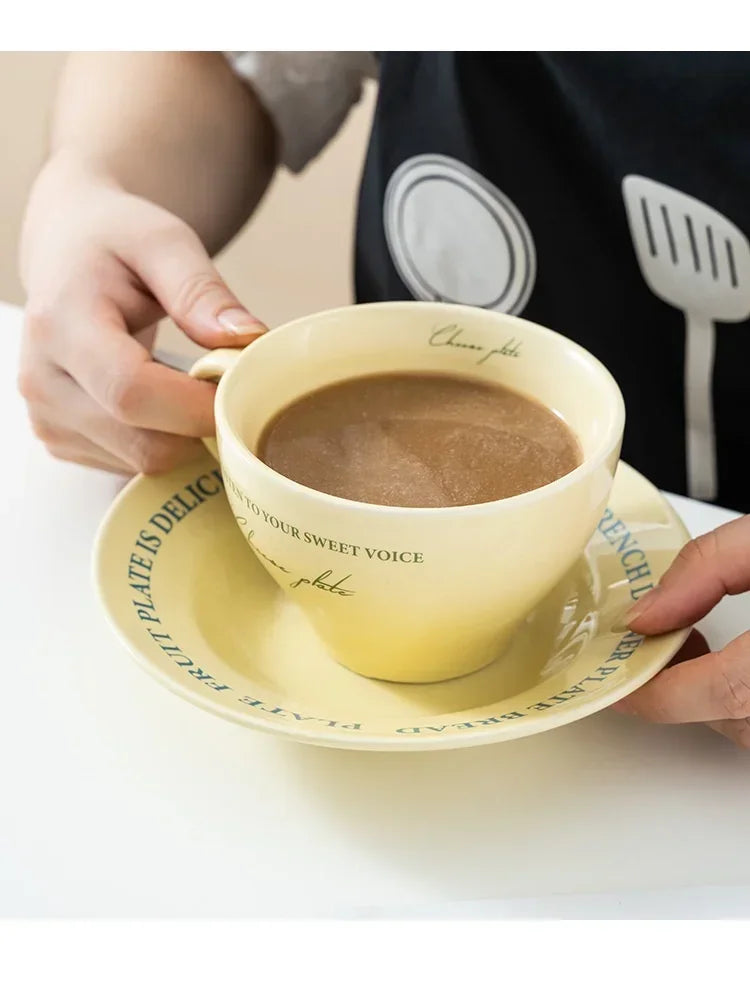 Ceramic Cup and Saucer Coffee Cup Set Milk Mug Dessert Plate Teaware Afternoon Tea Cup Drinkware Drinking Utensil Birthday Gift.
