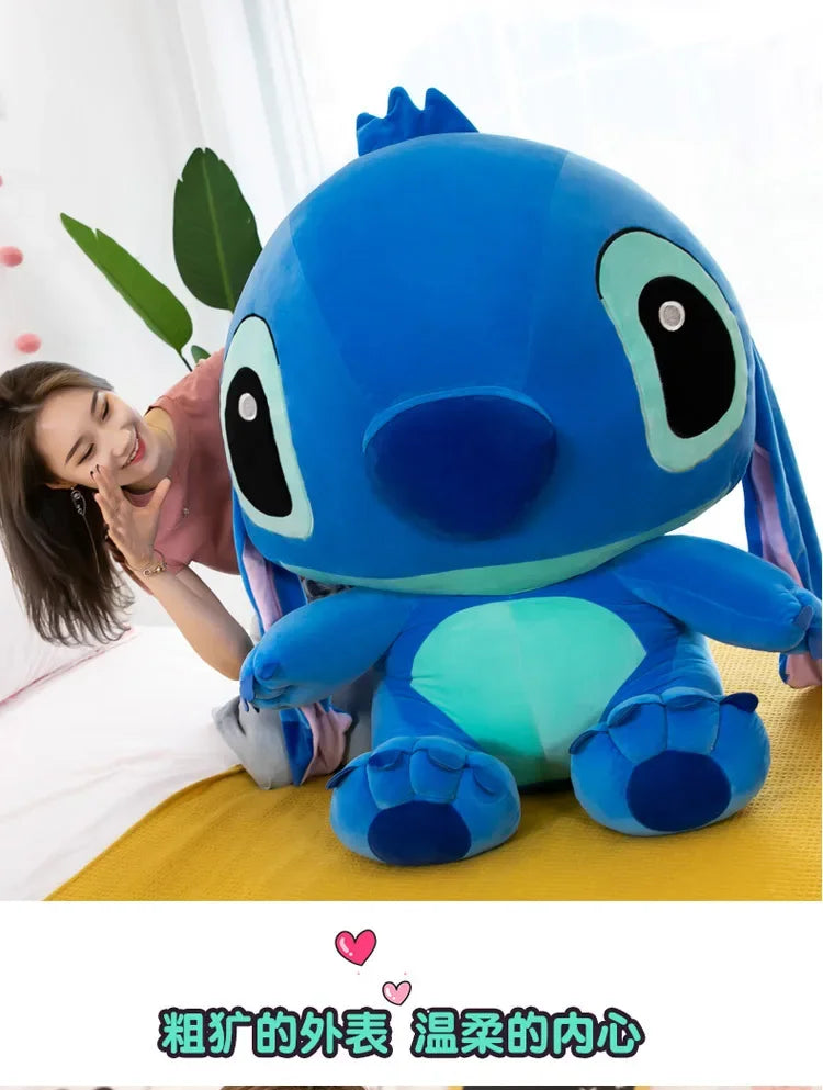 80cm Big Size Disney LILO & Stitch Anime Plush Stuffed Doll Room Plushies Pillow Ornaments Peluche Children's Holiday Gifts.