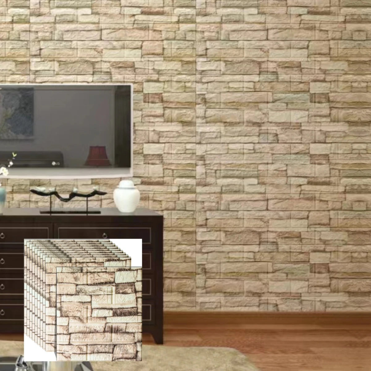 10/20/30/40/50pcs DIY 3D Simple Brick Pattern Wall Stickers,Thickened, Sound-proof,Waterproof,Moisture-proof