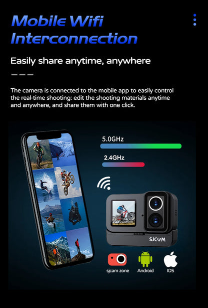 SJCAM SJ20 4K Anti-Shake Action Camera Dual Lens Waterproof 5G WiFi Touch Screen Motion Detection Multifunctional Sports Cam