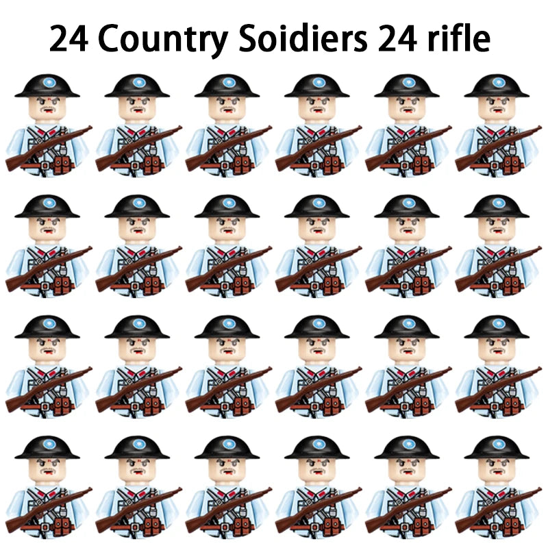 WWII Infantry Military Soldier War National Army Mini Gun Weapon Models Building Blocks Building Blocks Toys for Kids