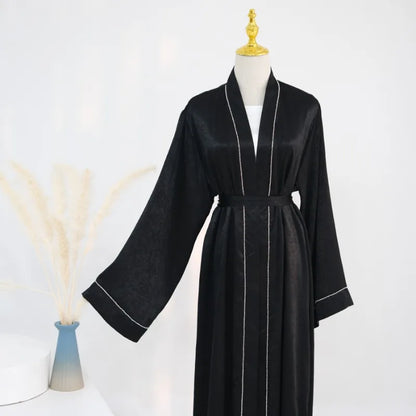 2024 Muslim Modest Cardigan for Women Eid Arab Abaya Dubai Dress Islamic Daily Long Sleeve Clothing Turkey Solid Color Coat Robe