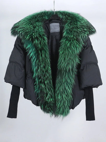 Lose Natürliche Echt Fox Pelz Kragen Mantel Dicke Neue Europäische Mode Weiße Ente Unten Jacke Winter Frauen Warme Luxus Oberbekleidung