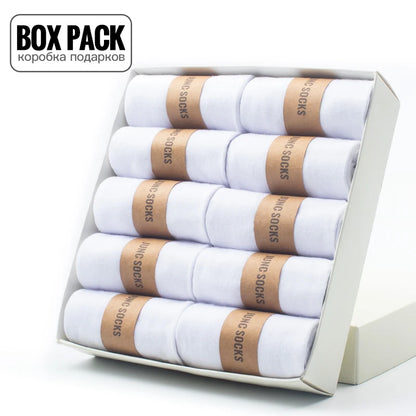 Box Pack Men's Cotton Socks 10Pairs/Box Black Business Men Socks Soft Breathable Summer Winter for Man Boy's Gift Size EUR39-45