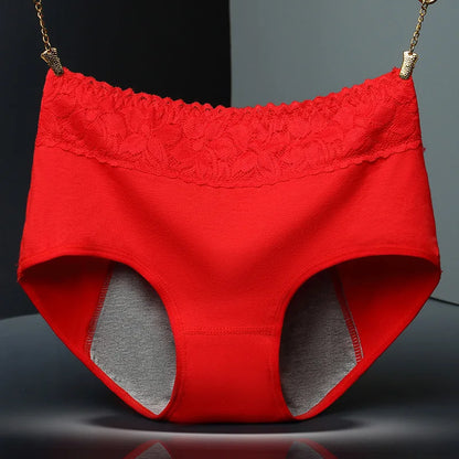 1pcs Cotton Womens Mid Waist Leak Proof Menstrual Panties Females Lace Widen Period Physiological Briefs Ventilate Comfort Panty.