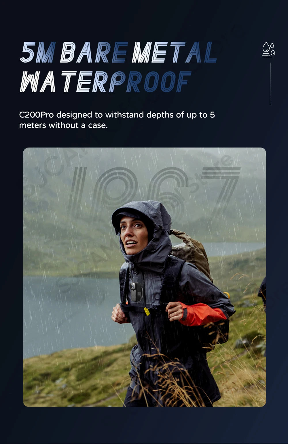 SJCAM C200 Pro 4K Action Camera with Portable Body 5M Waterproof FHD 6-Axis GYRO Video Body 5G WiFi Night Vision Sports DV.