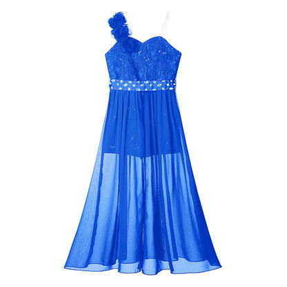 Elegantes Partykleid für Mädchen, Hochzeit, Geburtstag, Abschlussball, Bühne, Festzug, glänzende Pailletten, Perlenapplikation, Spitze, Chiffon, Overall-Kleider
