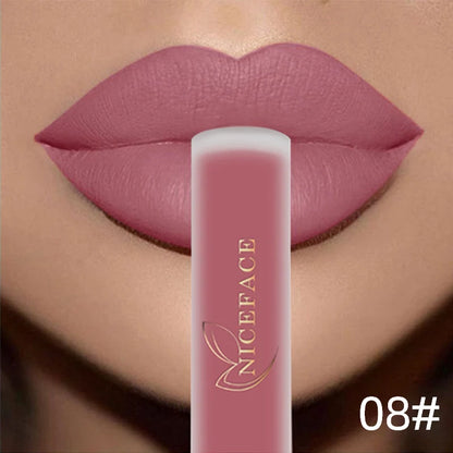 NICEFACE Matte Liquid Lipstick Waterproof Long Lasting Lip Gloss Tint Sexy Red Nude Purple Metallic Lipsticks Makeup Cosmetics.