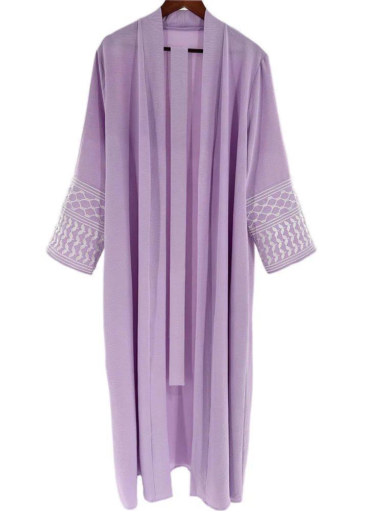 Embroidery Open Modest Kimono Abaya Dubai Luxury Islam Muslim Kaftan Modal Dress Arabic Abayas Women Kebaya Robe Femme Musulmane.
