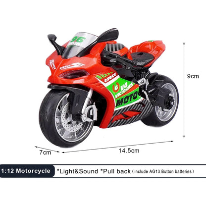1:12 Sound Light Motorcycle Alloy+Plastic Moto Car Model Diecast Play Vehicles Decoration Collection Boy Toys For Children Gift