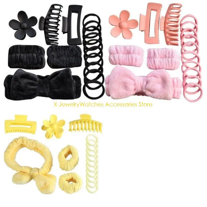 31KD Bowknot Dye Headband Set with Wristbands Hair Clip and Hair Rings Accessory.