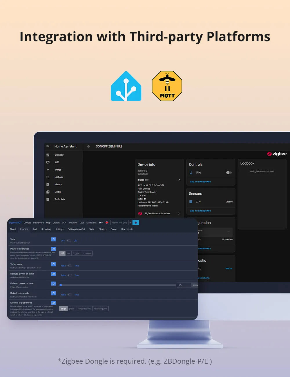SONOFF ZBMINIR2 Extreme Zigbee Smart Switch Detach Relay Externer Schalter Fernbedienung über eWeLink, kompatibel mit Zigbee Hub.