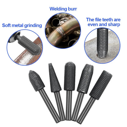 5Pcs Hartmetall Grat Rotary Raspel Datei ACH Zylindrische Form Double Cut Fräser Für Die Grinder Bohrer Bits