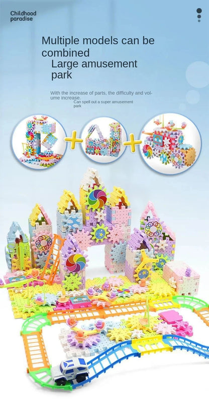 Electric Gears 3D Puzzle Model Building Kits Plastic Brick Blocks Educational Toys for Kids Children Gear Blocks Building Toys.