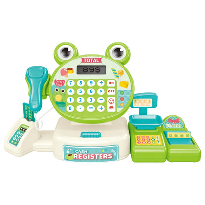 Children's Play Home Simulation Supermarket Cashier Cartoon Frog Shopping Computer with Sound Effects Girl Toys.